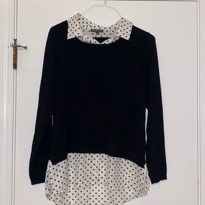 polka dot collared blouse